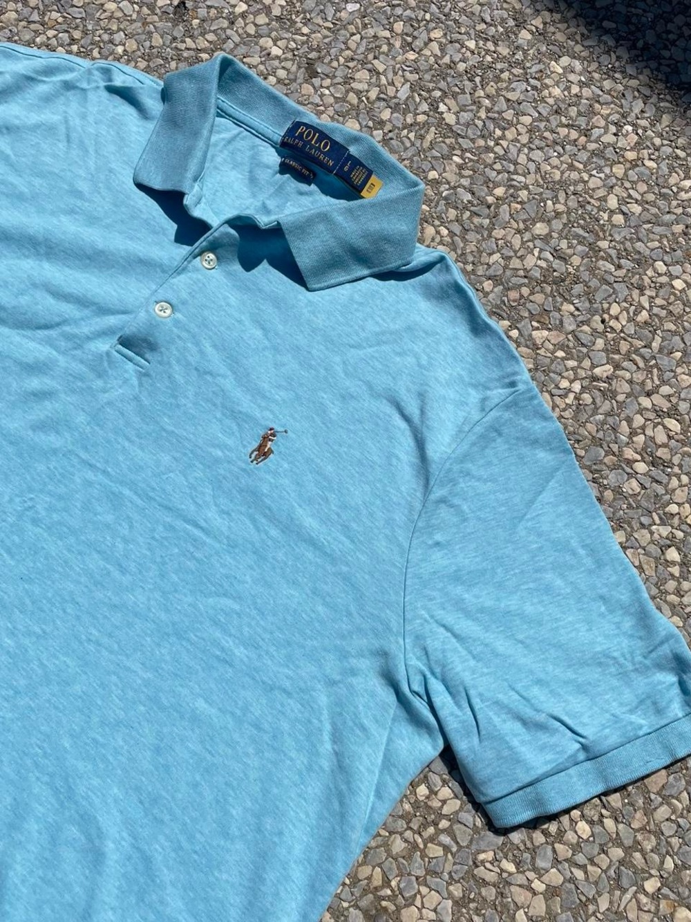 Polo by Ralph Lauren Heathered Light Blue Short-Sleeve Polo